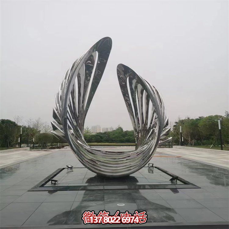 不銹鋼抽象翅膀藝術(shù)雕塑，為戶外廣場(chǎng)增添獨(dú)特景觀