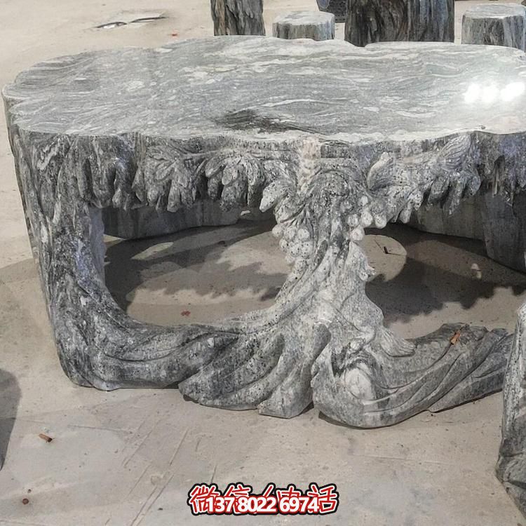 純天然大理石石雕戶(hù)外園林創(chuàng)意石桌雕塑