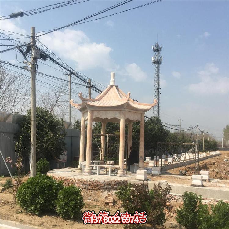 多功能戶(hù)外園林景觀(guān)大理石石雕涼亭雕塑
