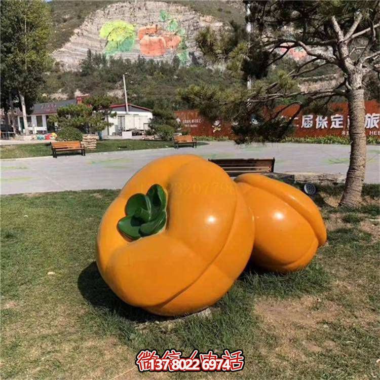 藝術(shù)品級(jí)仿真柿子雕塑，室外大型玻璃鋼裝飾園林