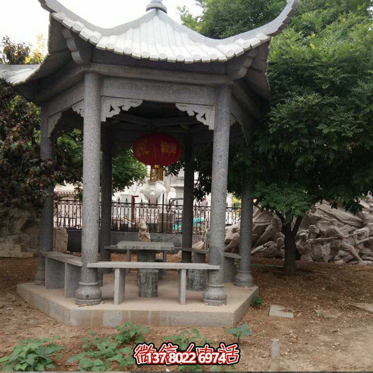 精美青石雕刻仿古中式?jīng)鐾ぃb點精美公園戶外