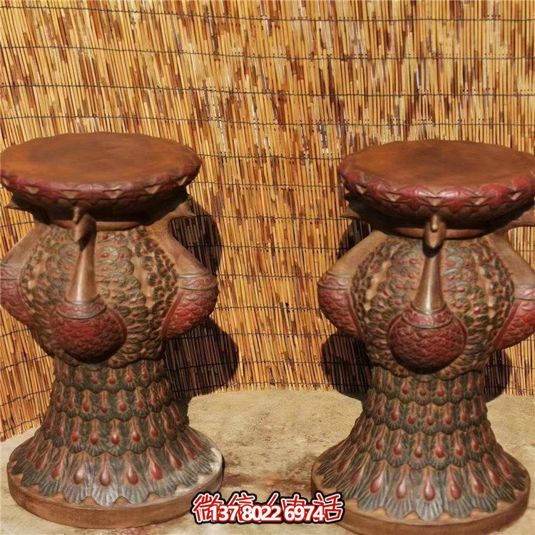 手工民俗精美青石孔雀花幾花架，打造寧靜優(yōu)雅的庭院室內擺件