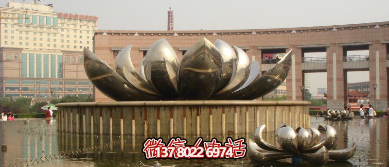 廣場(chǎng)不銹鋼創(chuàng)意抽象鐵藝景觀盛開(kāi)的荷花雕塑