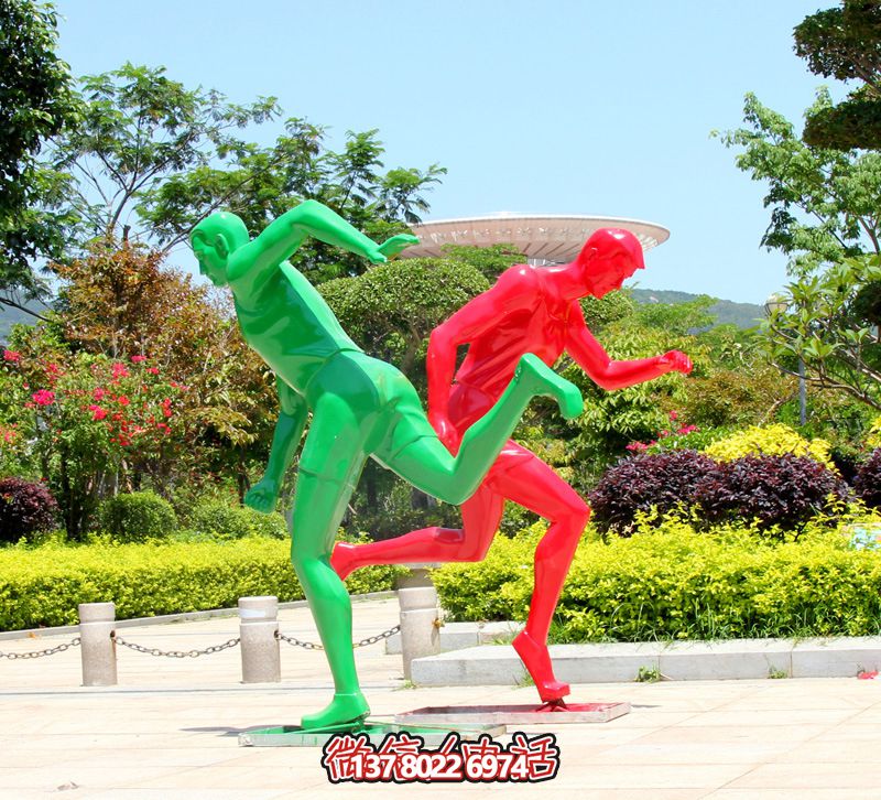 體育廣場跑步打籃球戶外抽象人物玻璃鋼雕塑