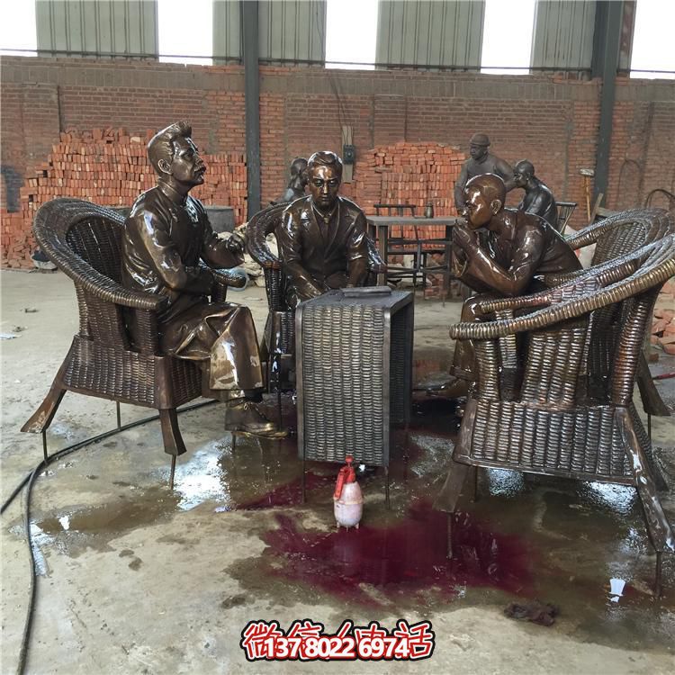 茶文化品茶人物戶外商業(yè)街鑄銅場(chǎng)景雕塑