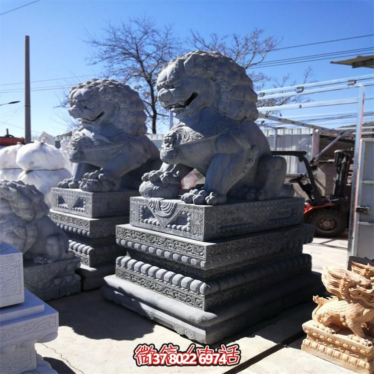 鎮(zhèn)宅招財(cái)景區(qū)古建青石石獅子園林動物石雕擺件