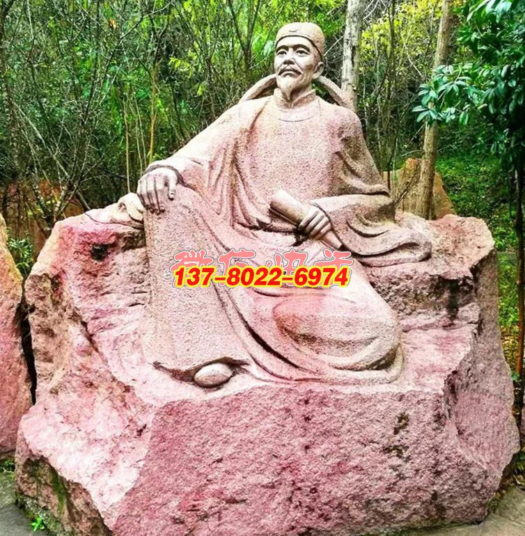 幽林坐覽江山意，詩(shī)魂永寄天地間——人物石材雕塑